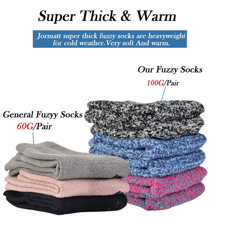 JORMATT 3 Pairs Women Grip Fuzzy Socks Non Skid Men Thick Cozy Slipper Hospital Socks with Grips,Size XS - Image 2